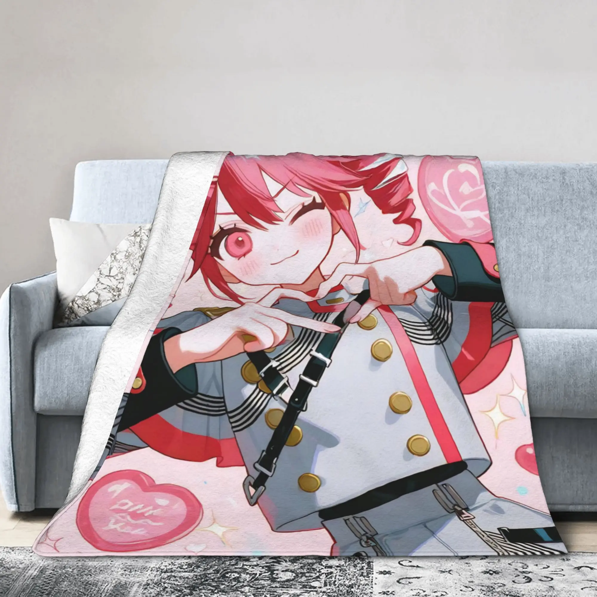 Kasanes Tetos Blanket Cartoon Vtuber Flannel Funny Warm Throw Blanket for Home Spring/Autumn