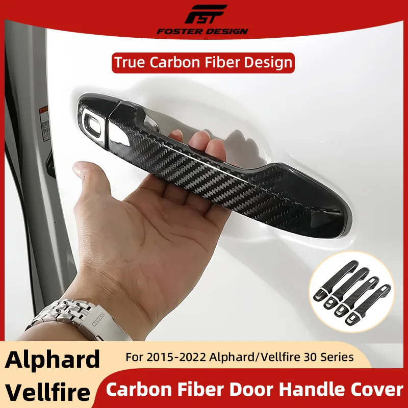 

Крышка ручки из углеродного волокна для Alphard Vellfire 30 серии AH30, внешняя крышка ручки, наклейка из углеродного волокна, аксессуары