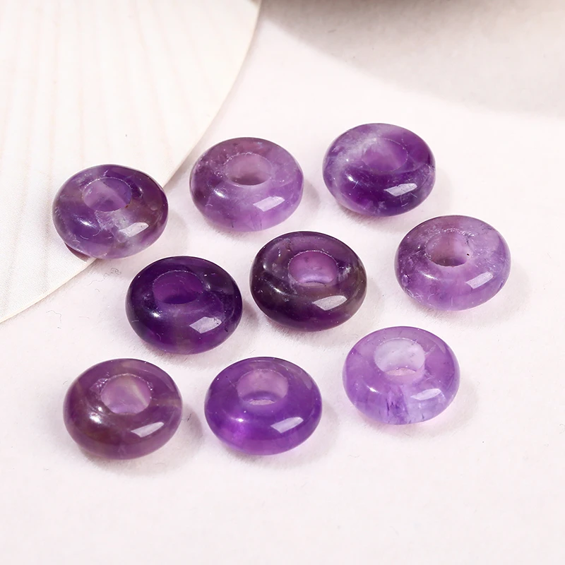 10 Pcs/lot Natural Stone Tiger Eye Amethyst Jasper Abacus Shape Big Hole Bead 10*4mm For Jewelry Making Diy Necklace Bracelet