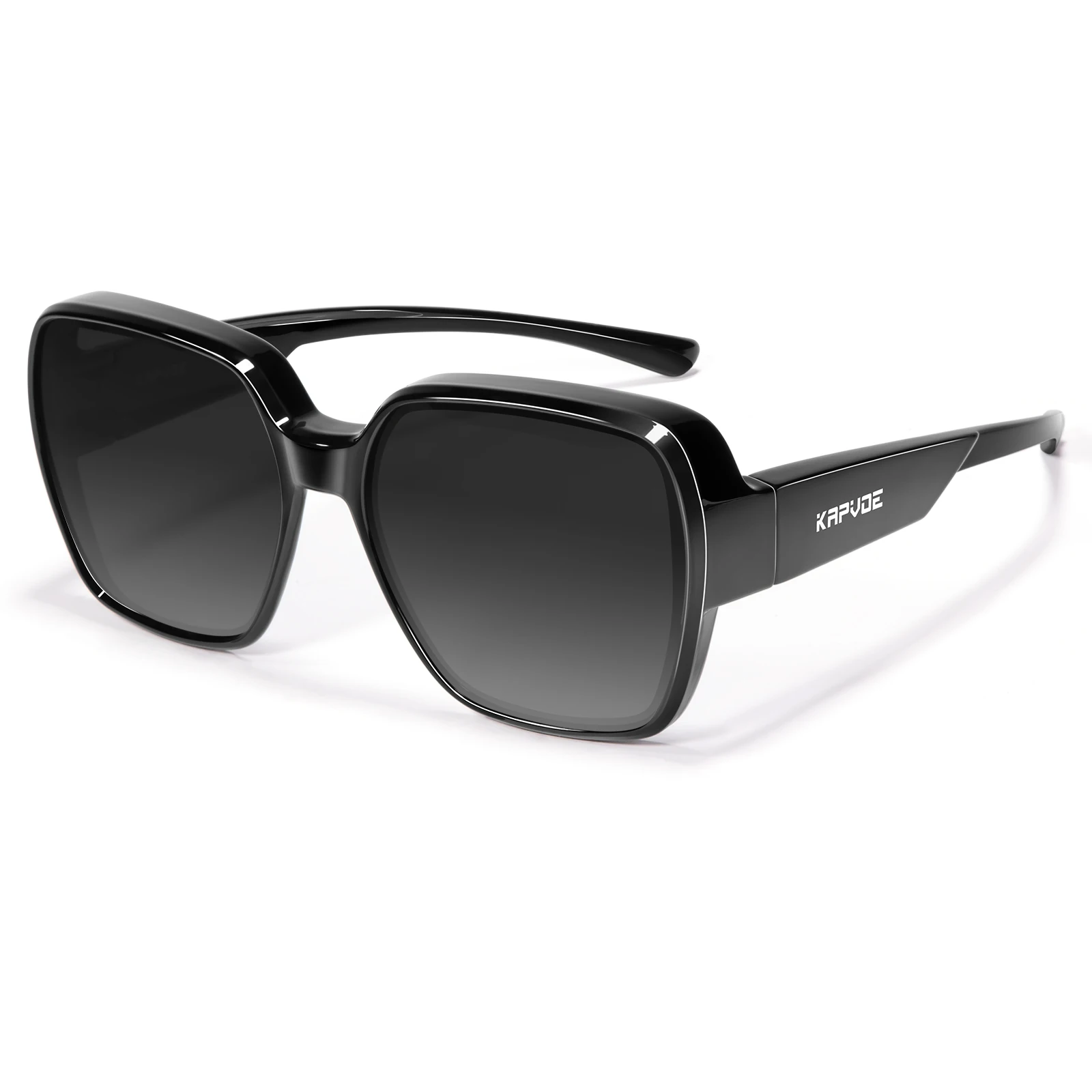 Kapvoe- Fitover Sonnenbrille für Männer, Übergroße Quadratische Polarisierte Brille für Kurzsichtige, Fahrbrille, Angel- und Fahrradbrille