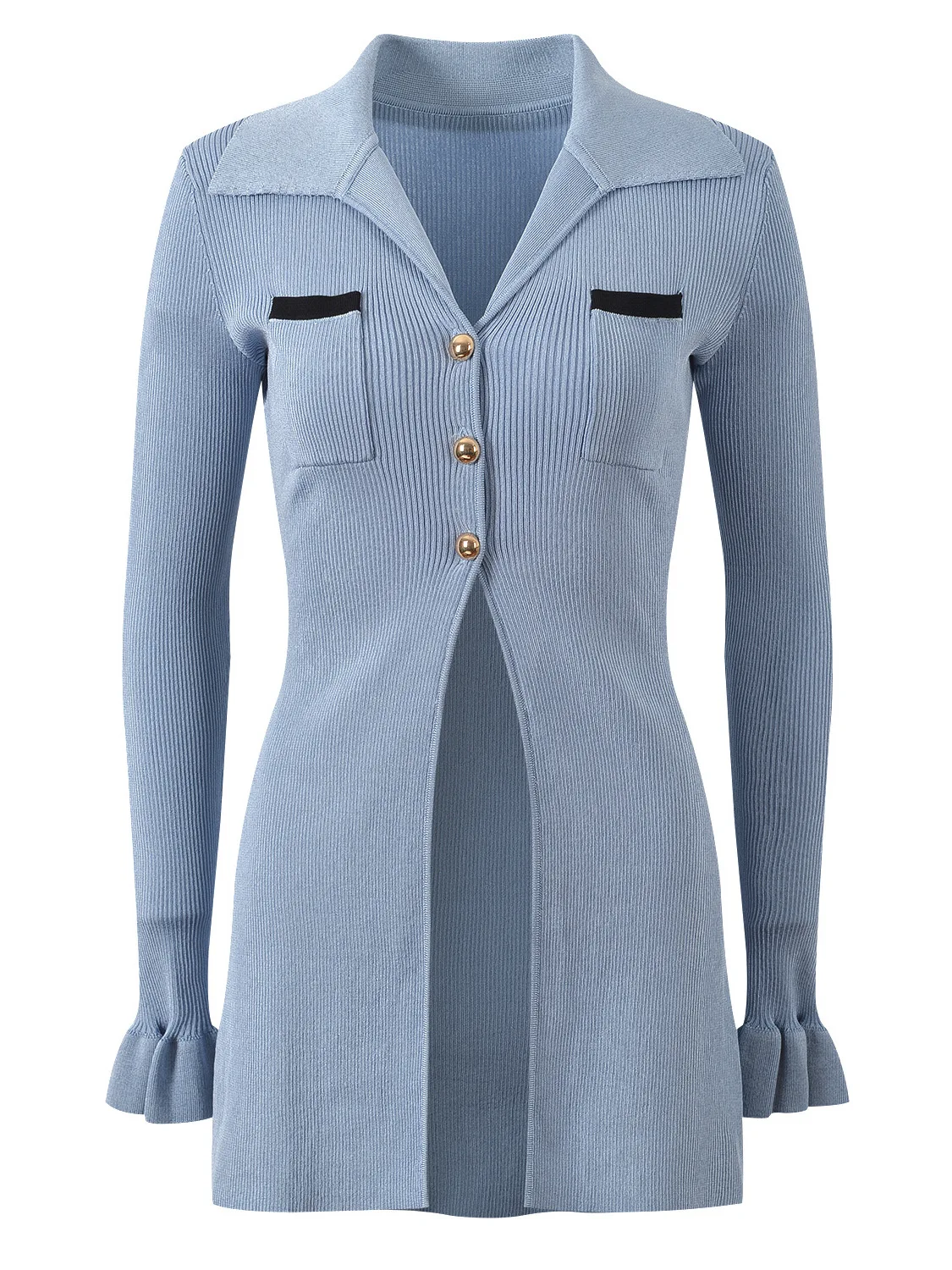 

Slim Fit V-Ne Knitted Open Cardigan Bell Sve Patchwork Design Early Autumn New Sle Engli Sle Commute Wind Long Sve