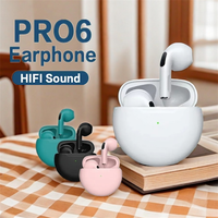 TWS Pro6 Earphone Bluetooth Headphones with Mic 9D Stereo Pro 6 Earbuds for Xiaomi Samsung Android Wireless Bluetooth Headset