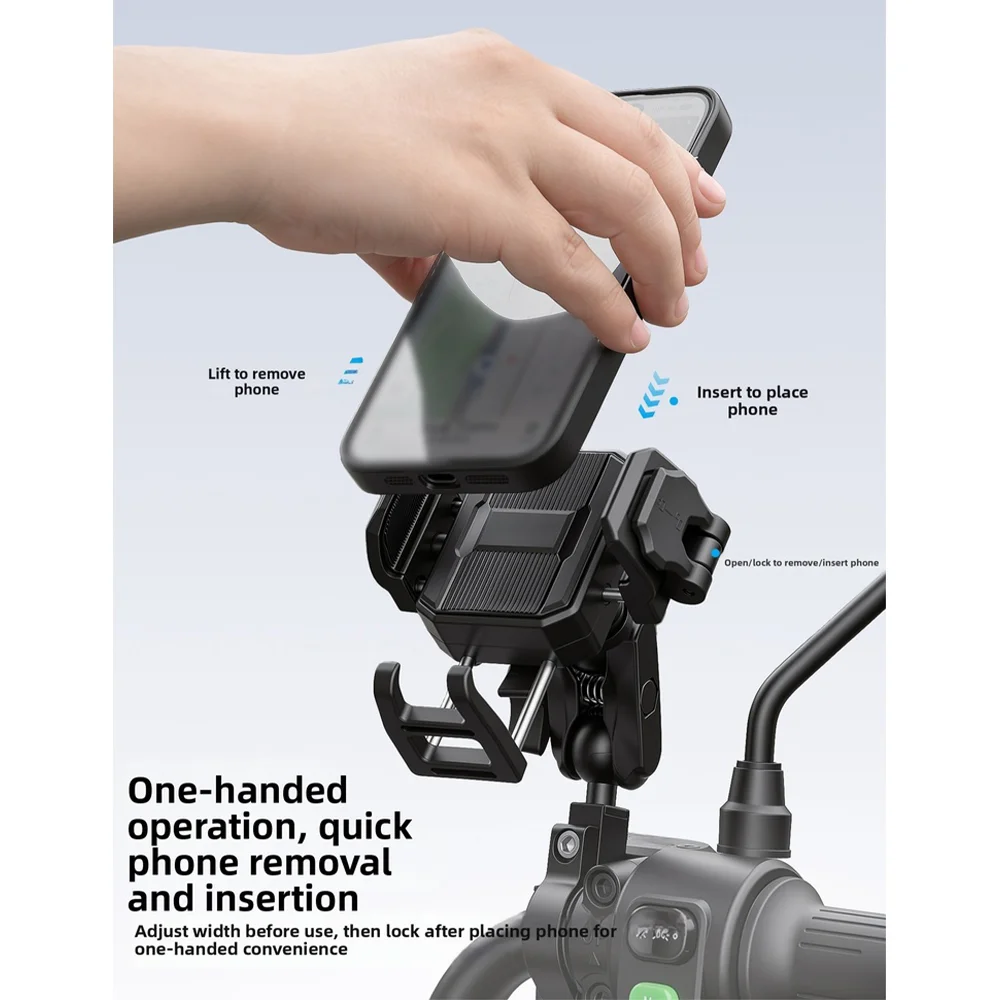 Motorcycle Bike Phone Mount Holder 360 Rotation Anti Vibration Shockproof One Hand Operation For Smartphone 4.7-7.2 Inch Cycling
