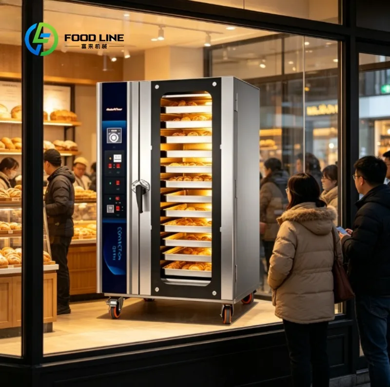 

Stainless Steel Convection Oven with Rack Trolley Bakery,suitable for Bread Pastry Pizza Baking with Digital Timer Control