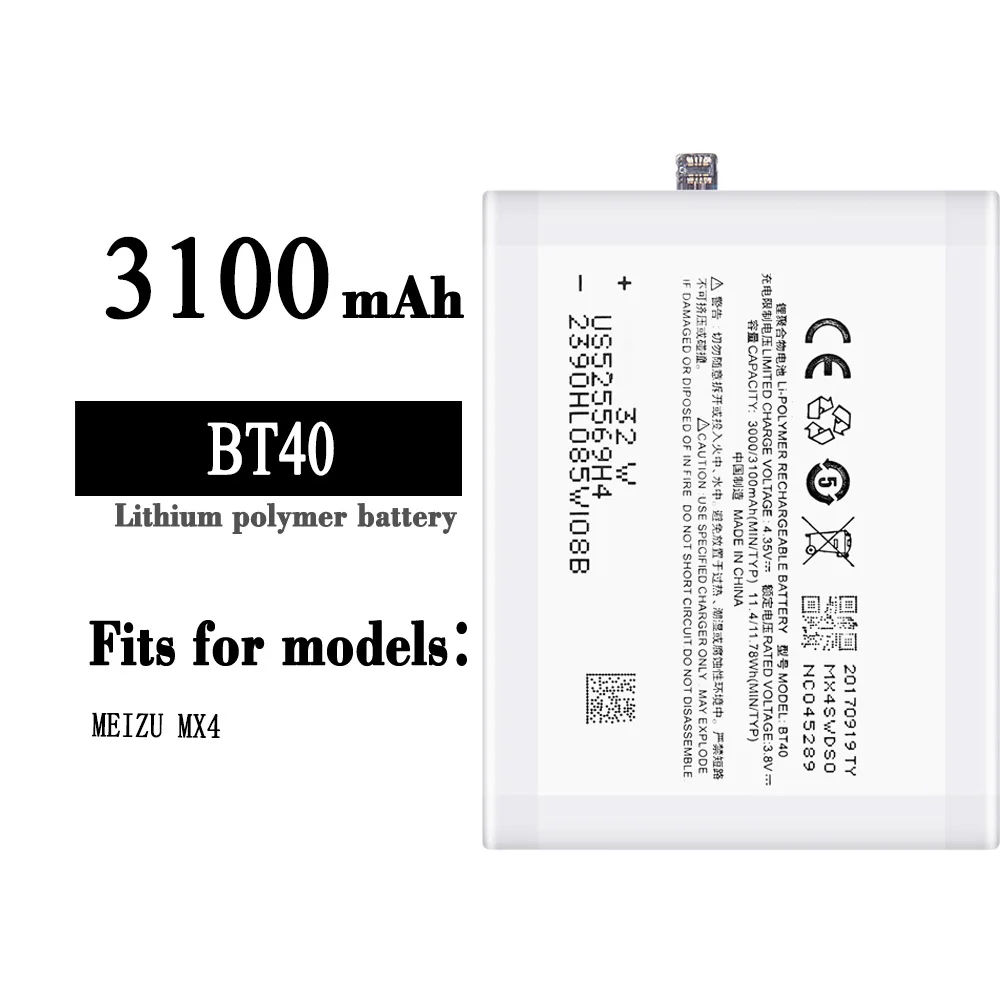 

High Quality Replacement Battery For Meizu MX4 BT40 3100mAh Mobile Phone Large Capacity New Lithium Batteries