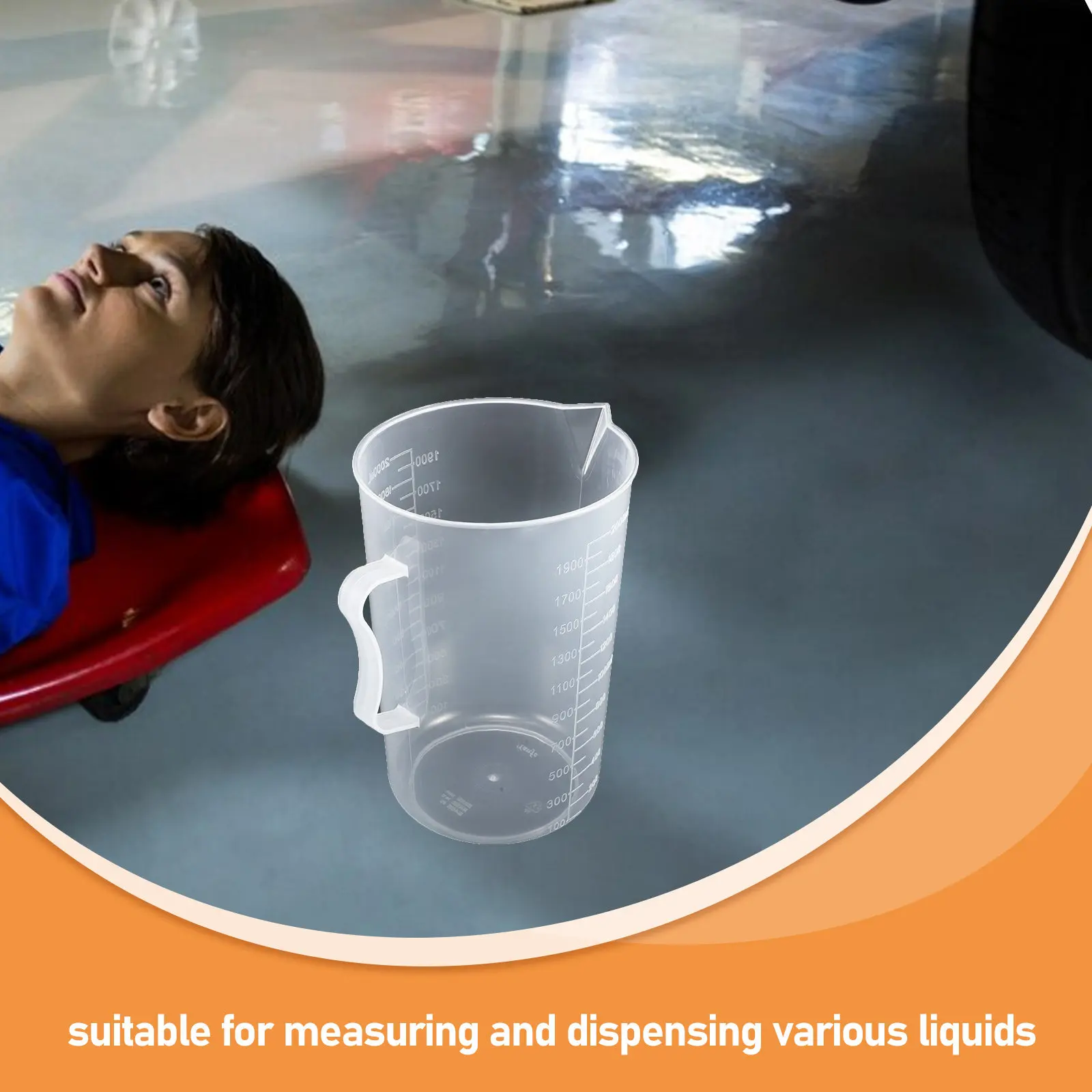 2000Ml Large Capacity Transparent Plastic Measuring Cup for Automotive Oil Dispensing Engine Transmission Fluid Garage