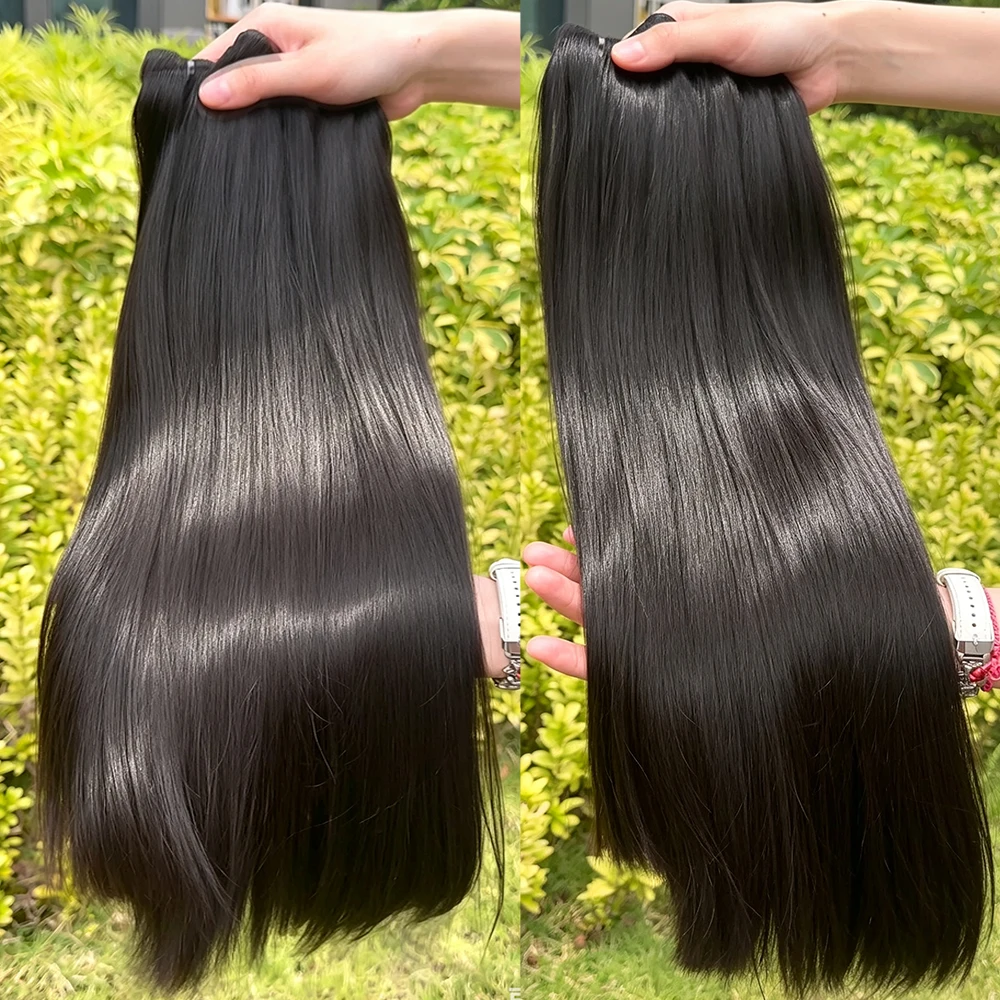 24 26 28 30 Inch Natural Black Bone Straight Grade Raw Brazilian Hair Bundles 100% Unprocessed Human Hair Weft Extensions For Black Women