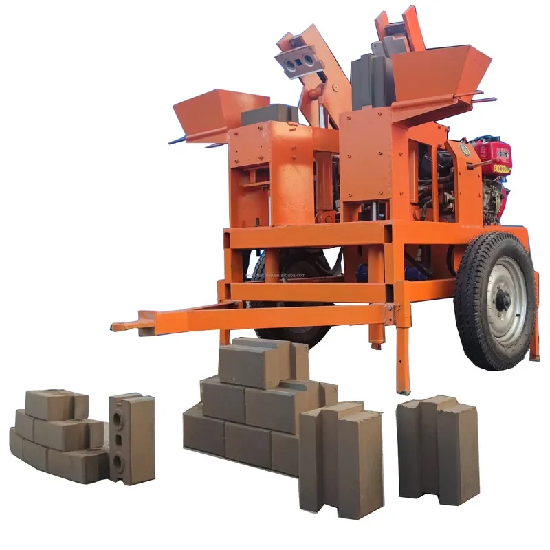 Low Price Manual Engine Gearbox Double Mud Clay Interlocking Bricks Making Machine