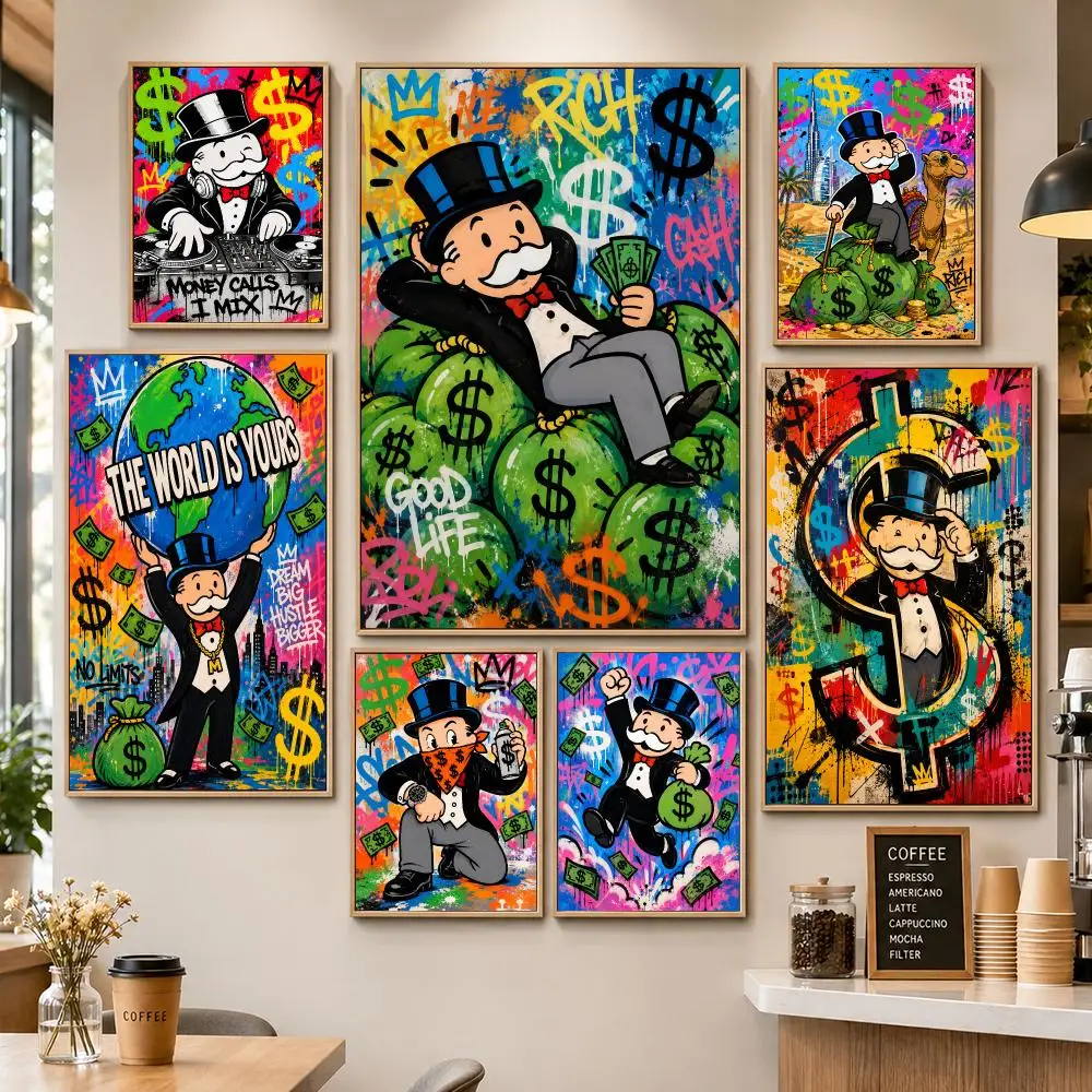 Art Alec Monopoly Pop Graffiti Poster PP Decorative Poster Water-Resistant Print Apartment Dorm Office Cafe Gift