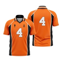 Haikyuu Karasuno High #4 Jersey - Orange & Black, Polo Collar, Anime Volleyball Uniform for Fans, Official Team Design