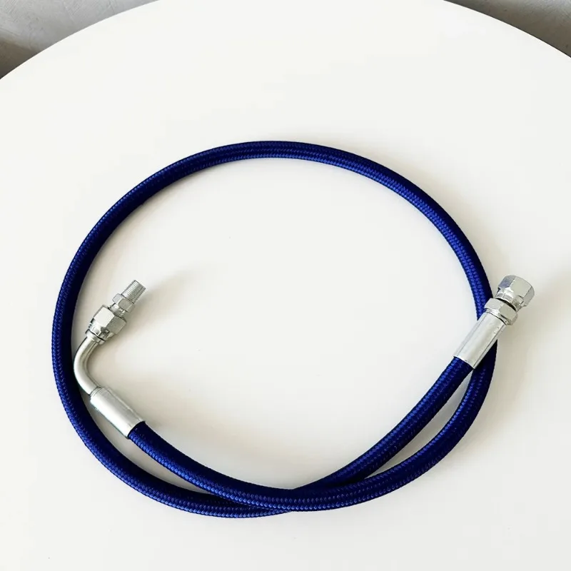 AN4 PTFE Turbo  Feed Line, Blue Nylon Braided Fuel  Hose with 0-90 Degree Ends, 30-500cm Length