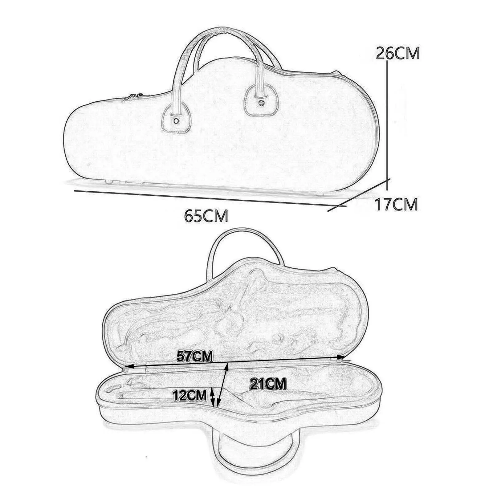 이중 지퍼와 손잡이가 있는 알토 색소폰 운반 케이스, 안전한 보관용