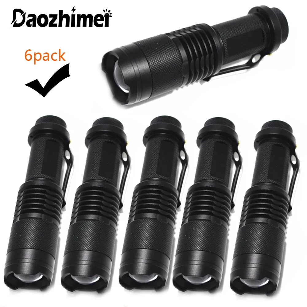 6pcs/Lot White/Red/Green/IR850NM Portable LED Flashlight Camping Torch T6 Focus Lanterns 3 Modes Zoom Waterproof Lamp