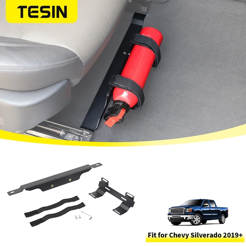 TESIN Car Front Seat Under Fire Extinguisher Holder Bracket Accessories for Chevrolet Silverado 2019 2020 2021 2022 2023 2024 Up