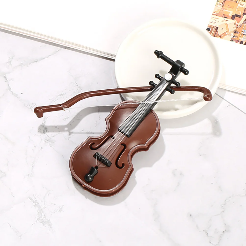 20 Sets Mini Violin Desk Topper Violin Crafts Desktop Wooden Violin Model Miniature Violin Plastic Musical Instruments Models