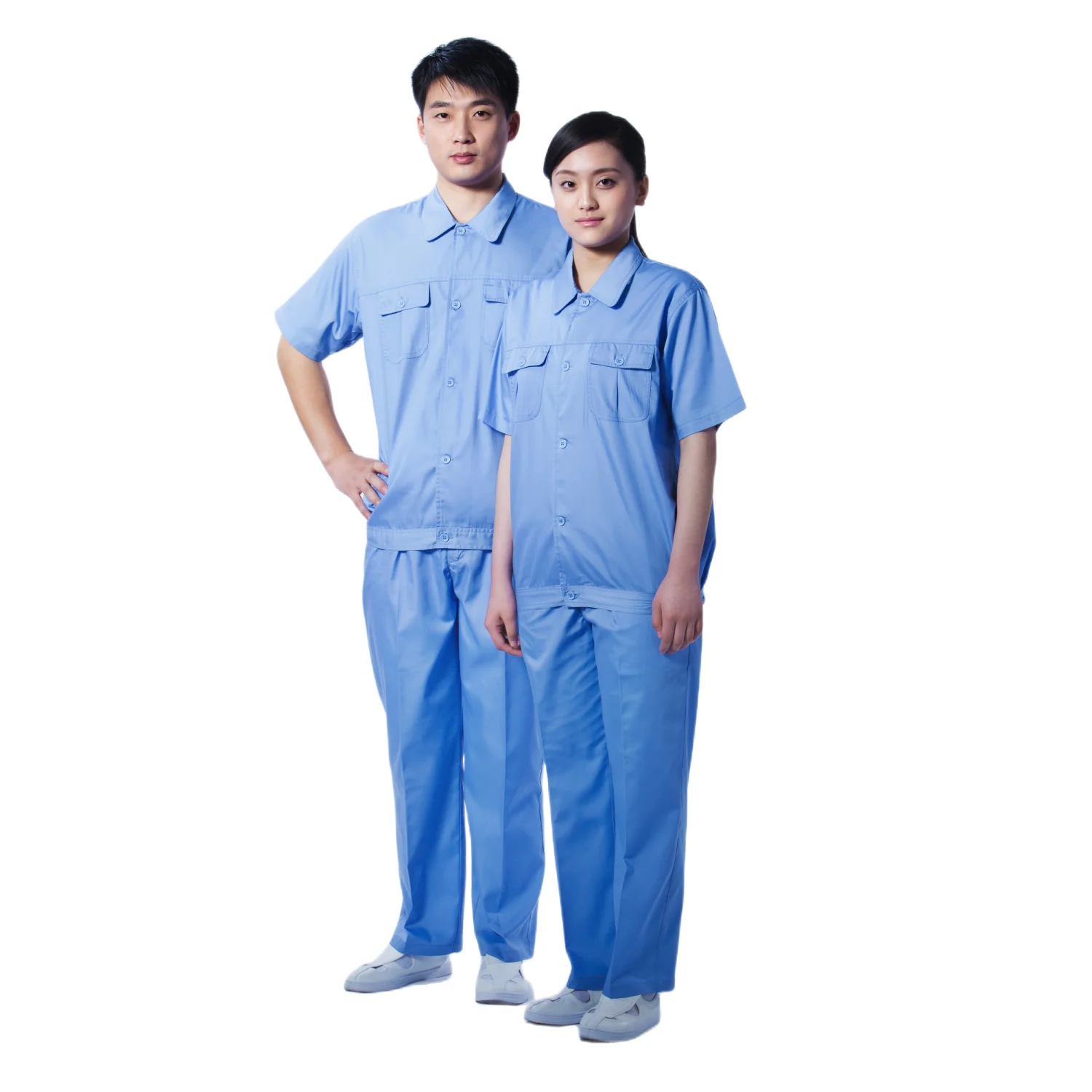 

Customized Logo TC Mechanic Shirt Work Clothing Jacket and Pants Workwear Sets Short Sleeve Antistatic ESD Labor Uniforms