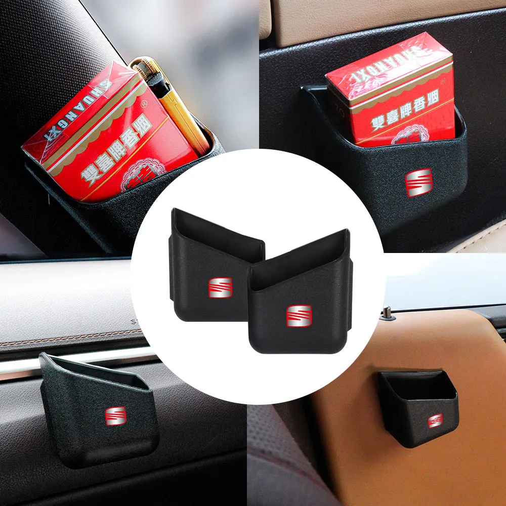 2Pcs Car Side Door Storage Box Stowing Tidying Hanging Holder For Seat Cupra Leon Mk1 Mk2 Ibiza Ateca Altea Arosa FR Toledo Exeo