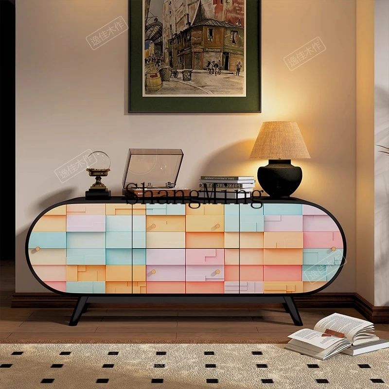 

CL solid wood decoration living room against the wall floor-to-ceiling bedroom modern art bedside cabinet at the end of the bed