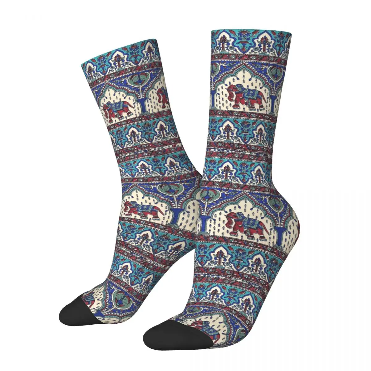 Autumn Winter Fashion Unisex Indian Elephant Print Socks Bohemian Breathable Basketball Socks