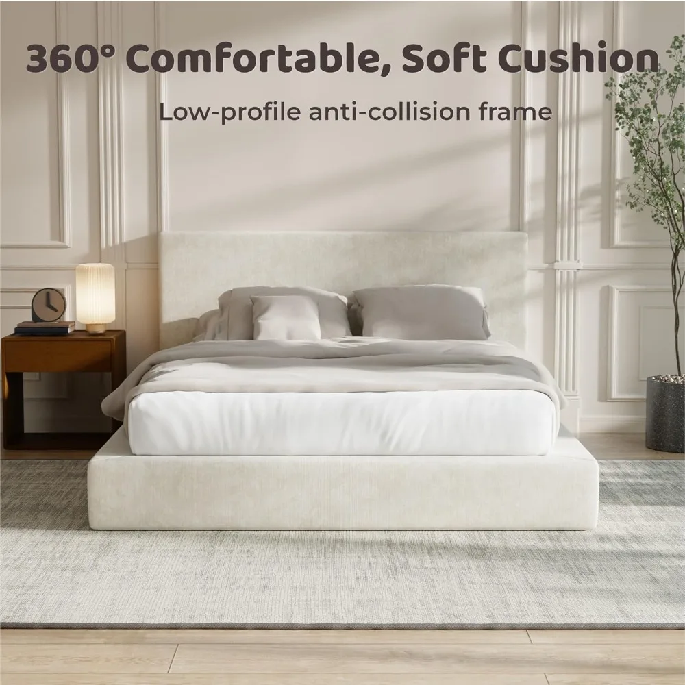 Cloud Upholstered  Bed Frame with Headboard, 5 Inch Foam Padded Platform, No Box Spring, Easy Assembly , Customized image 6