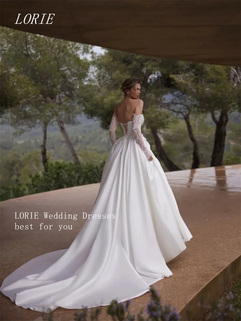 LORIE Luksusowa Suknia Ślubna Bez Rękawów w Kształcie Litery A, Dekolt w Serek, Suknie Ślubne z Temperamentem, Rozcięcie z Boku, Suknia Ślubna na Zamówienie, Kolekcja 2026