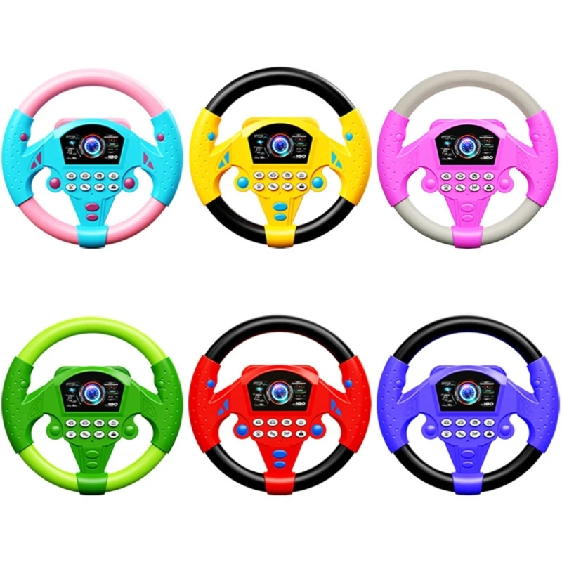 Simulation Driving Toy for Children, Electric Steering Wheel Button Toy with Music and Light, Smooth Grip Design, Single Pack