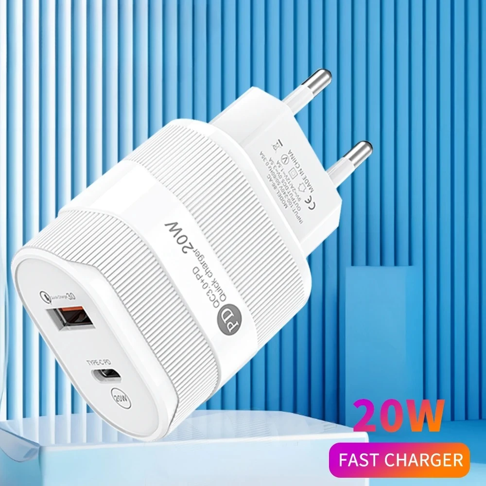 20W USB PD Charger Mobile Phone Power Adapter EU/US Plug Quick Type C Fast Charging Phone Charger For iPhone15 14 Xiaomi Samsung