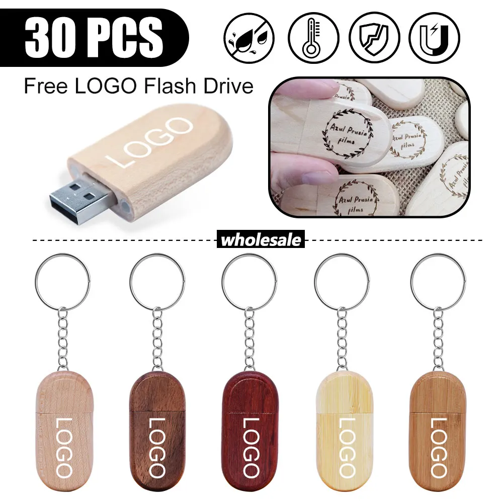 

30pcs/lot Pen Drive Usb2.0 Wooden Usb Flash Drive 4gb 8gb 16gb 32gb 64gb pendrive for Photography Wedding Gift(Free Custom Logo)