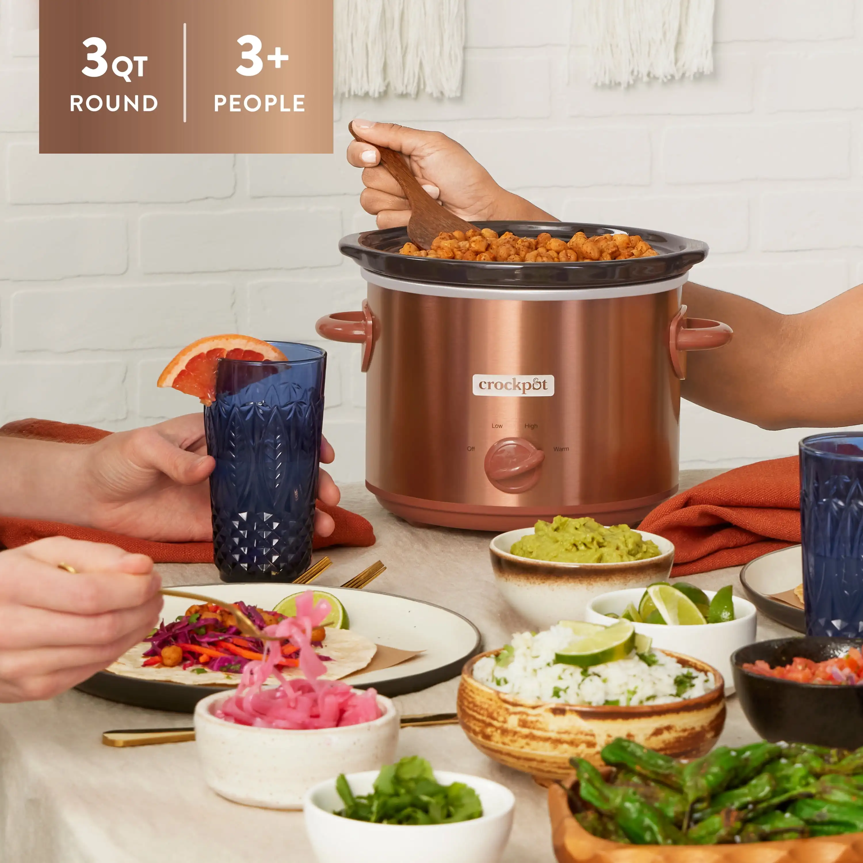 Handmatige designserie slowcooker van 3 liter, houtnerf