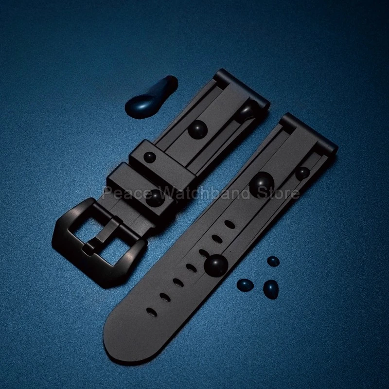 Correa de reloj de silicona con interfaz plana, resistente, antideslizante, lisa, 20 22 24mm, negro, verde, azul, para Panerai PAM359 PAM616 PAM1085 PAM00441