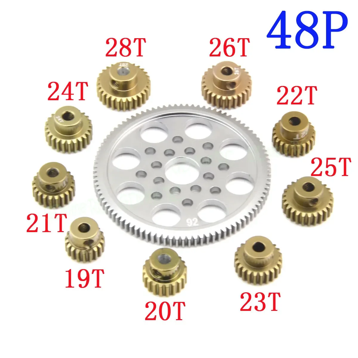 Aluminum 48p Motor Pinion Gear Metal 18T 20T 22T 24T 26T 28T 48 Pitch for Associated Losi TLR Traxxas HPI AXIAL Sakura