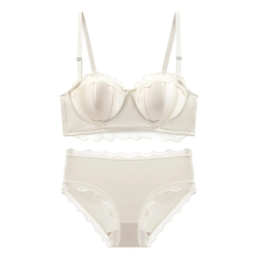 Ensemble soutien-gorge sans bretelles sans armature coupe oreille lapin petit buste push up maintien côté anti affaissement S-XL
