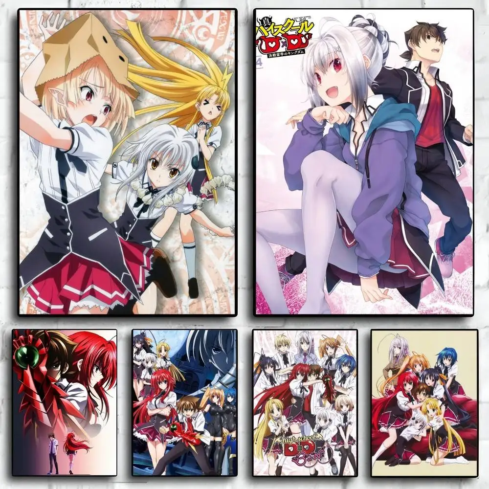 High School DxD Anime Poster Selbstklebende Kunst Wasserdichter Papieraufkleber Kaffeehaus Bar Zimmer Wanddekoration