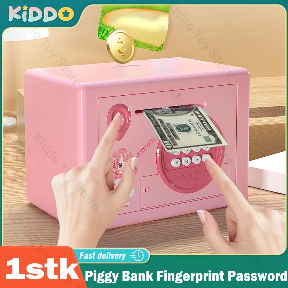 

Piggy Bank Fingerprint Password Safe Box Electronic Money Boxes for Children Coins Deposit Cash Saving Safe Atm Machine Kid Gift