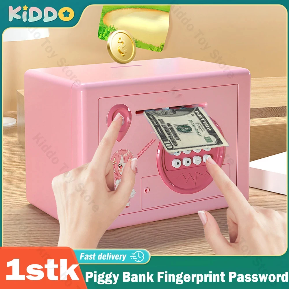 Piggy Bank Fingerprint Password Safe Box Electronic Money Boxes for Children Coins Deposit Cash Saving Safe Atm Machine Kid Gift