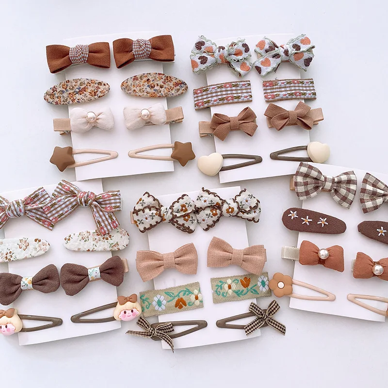 8Pcs/lot Baby Mini Hair Flower Print Kids Hair Clips Bowknot Kids Hairpin Girl Toddler Barrettes Accessories Children Headwear