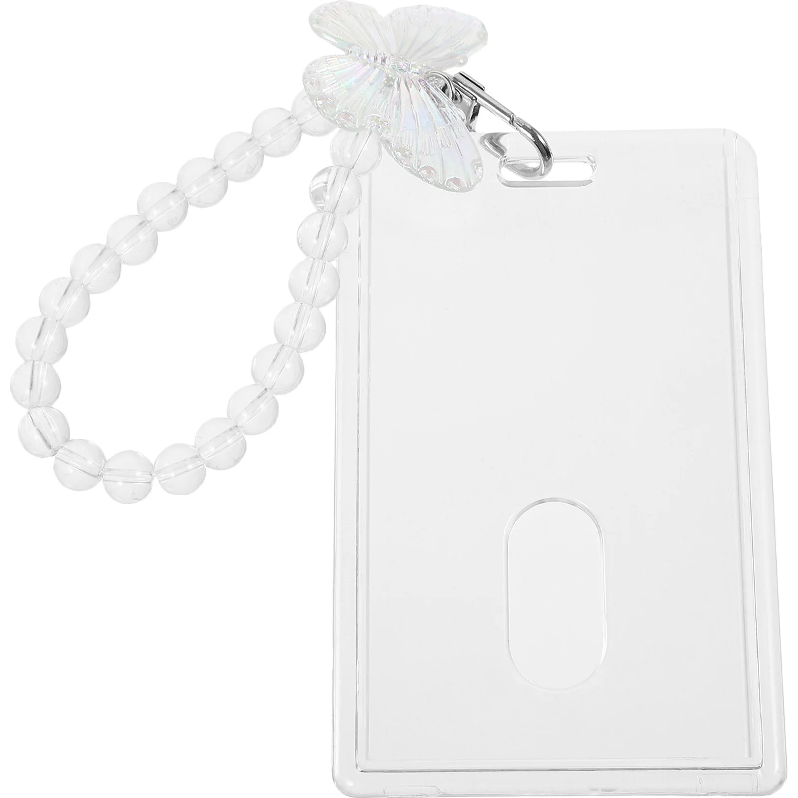 

1Set Slide Open Clear Id Badge Holder Vertical Card Sleeve Name Badge Holder Slide Cover Keychain Vertical Id Card Sleeve