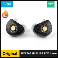 TRN TA3 Hi-FI 1BA 2DD In-ear Monitors Earphones Knowles Hybrid Beryllium-plated Dynamic Metal Running Noise Cancelling Headset