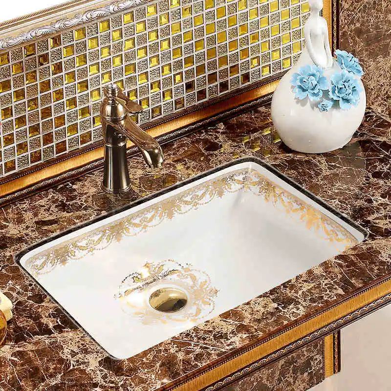 

Semi Embedded ceramic Wash Basin Toilet Basin Artistic bathroom sink ceramic wash basin rectangular