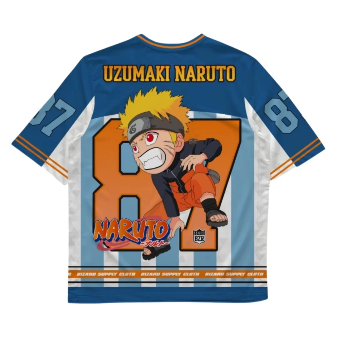 Naruto Uzumaki #87 Anime Print Football Jersey Family Summer Adults Kids Athleisure T-Shirt