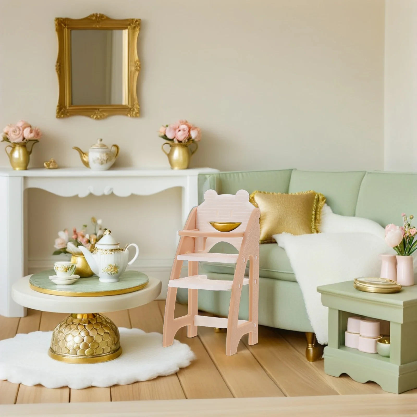 

Lightweight Adjustable Simulation Baby High Chair Infant Feeding Chair with Safety Harness Portable Dining Seat