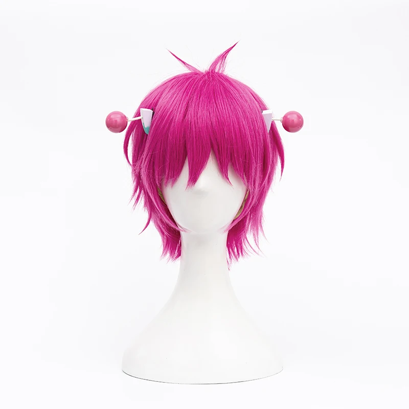 Tokyo Anime Das katastrophale Leben von Saiki K. Saiki Kusuo Cosplay Perücke Kurzes rosa Kunsthaar mit Haarnadeln + Perückenkappe