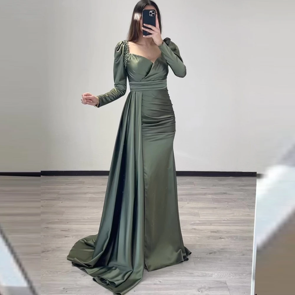 

OEING Sweetheart Robe De Soirée Custom Made Satin Backless Mermaid Evening Gown Vintage Saudi Arabic Party Dress Prom Dresses