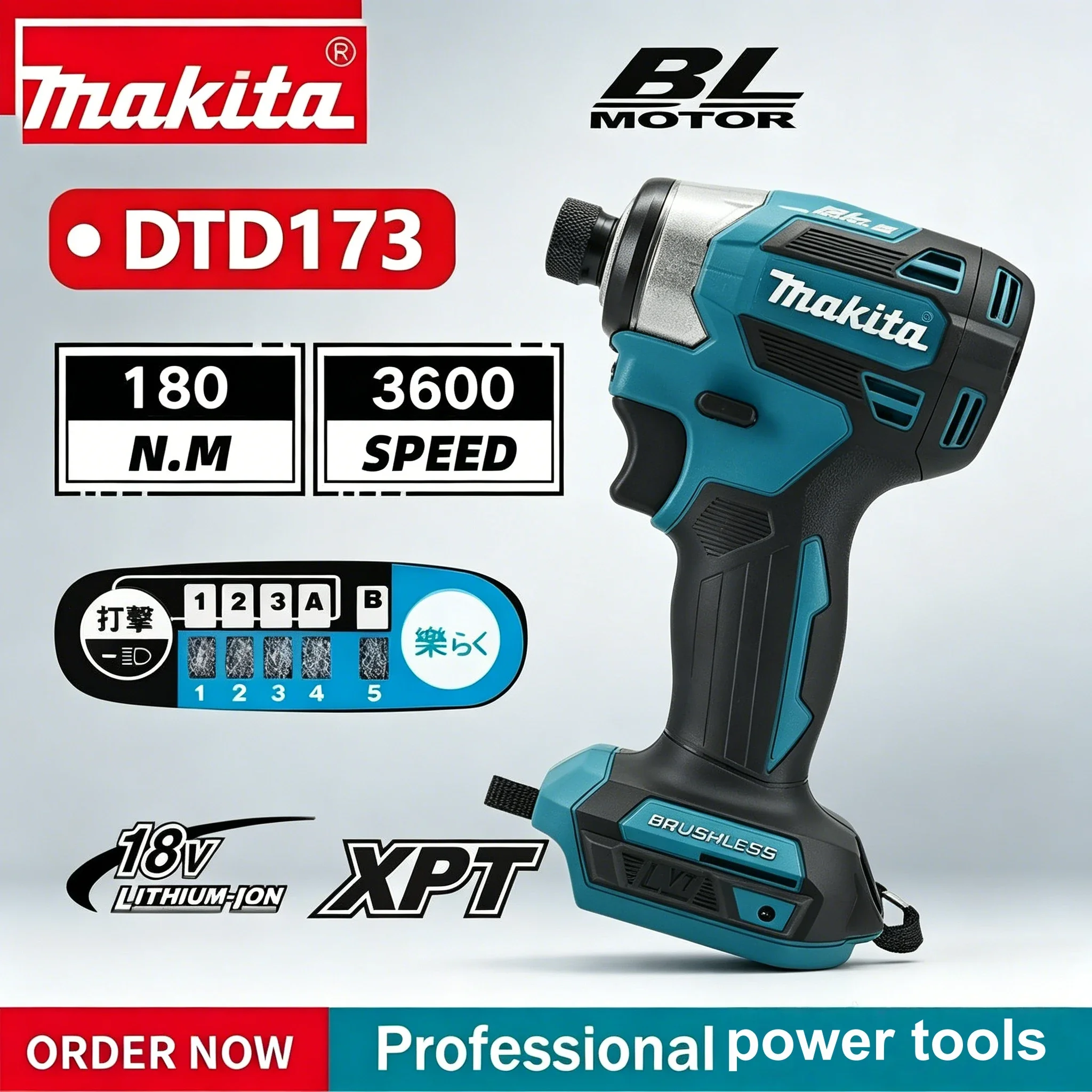Makita DTD173 Bule 18v Brushless Lithium-ion Impact Driver Power Tool Multifunctional Tool, Drill Bit, Power Tool