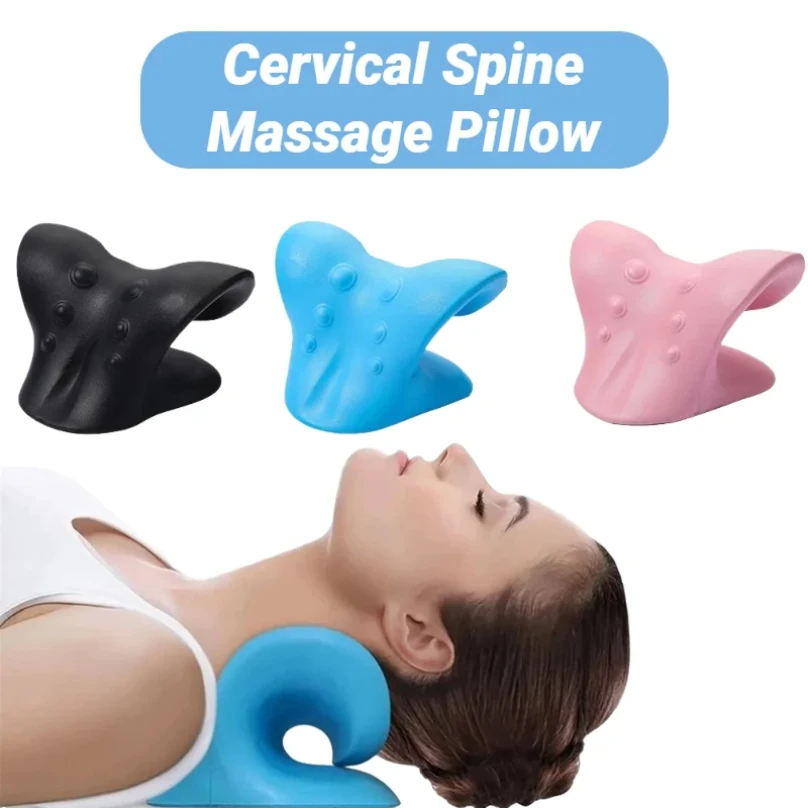 C-Type Neck And Shoulder Relaxer Cervical Spine Stretch Muscle Relaxation Traction Device Massage Pillow for Chiropractic Correc