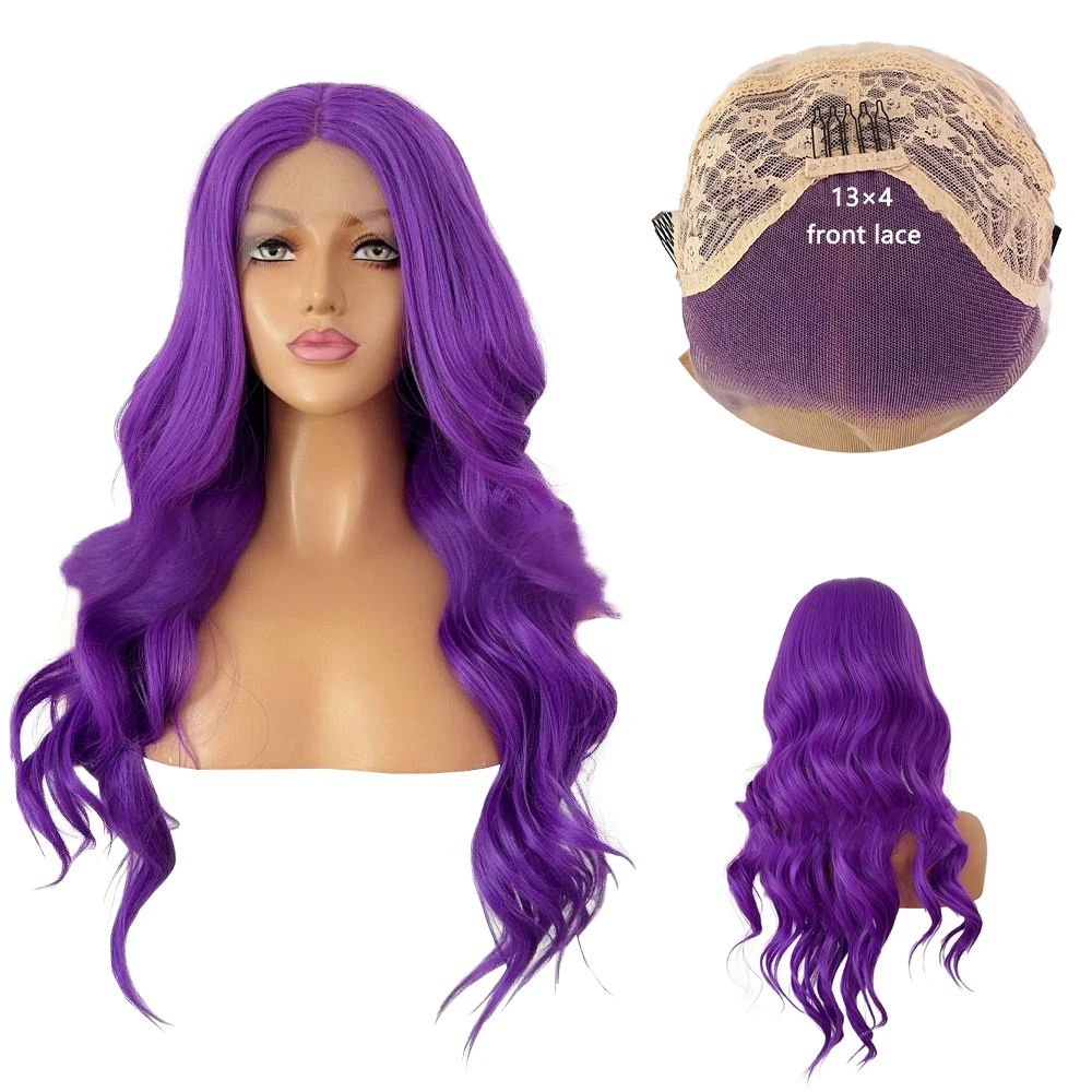 Perruque Lace Front synthétique ondulée 13 × 4HD, 26 pouces, densité 180%, adaptée aux perruques de jeu de rôle quotidiennes pour femmes, résistantes à la chaleur