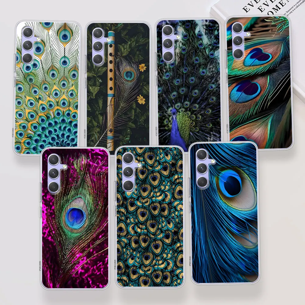 Peacock Feathers Case for Samsung Galaxy A54 A14 A51 A31 A53 A52 A12 A15 A25 A35 A55 A21s A24 A41 A23 A33 TPU Phone Cover