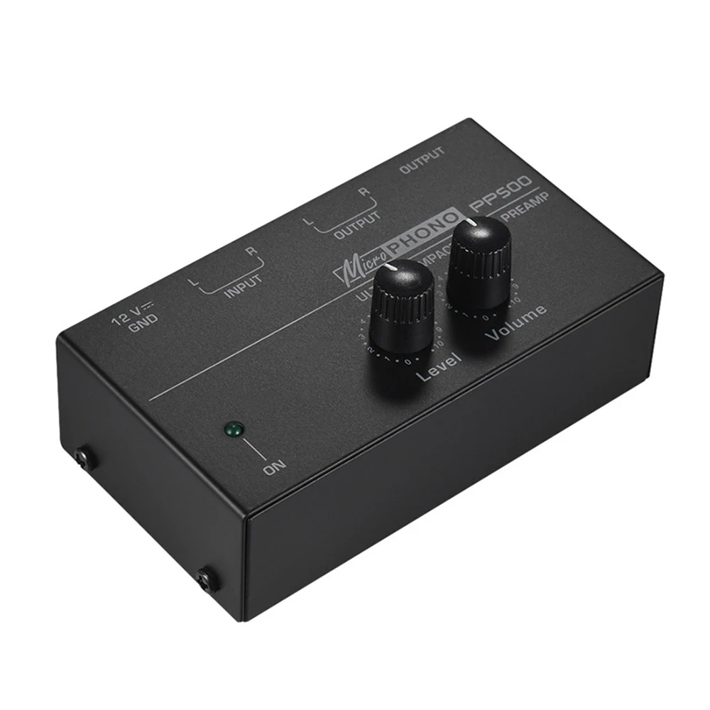 Ultra Compact PP500 Phono Preamplifier With Black Rubber Turntable Amplifier RCA Output and Low Noise Preamplifier