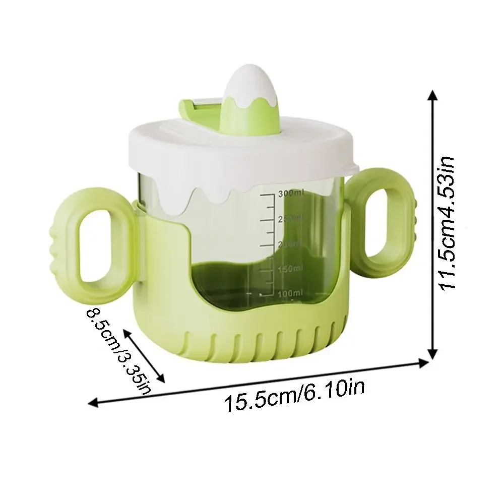 Food Grade PP Materials Baby Water Bottles with Straw Handle BPA Free Baby Feeding Cup Unbreakable 300ML Baby Flap Straw Cup