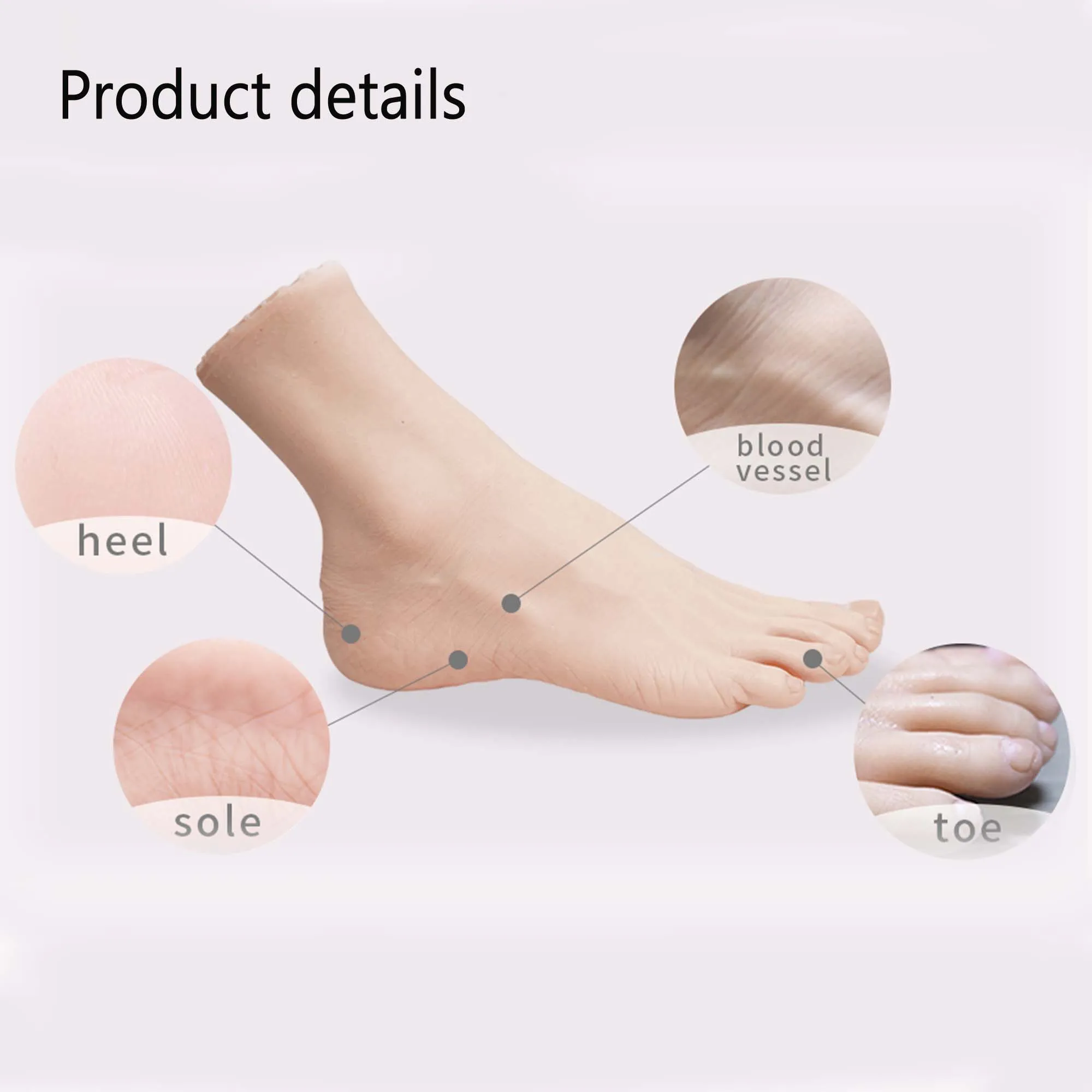 Silicone Woman Foot Model Size Simulation Female Feet Mannequin for Nail Art Display